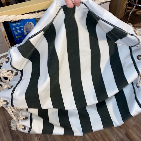 VINTAGE HAMMOCK SWING CHAIR MACRAME BAR FRAME CUSHIONED HIPPIE COOL 1980’s - Picture 7 of 9